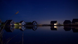Lake houses fullmoon night art - top of a lake free wallpaper