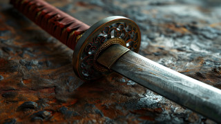 Sword red handle rock metal - a rock surface free wallpaper