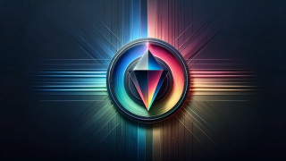 Colorful diamond logo black background - geometric abstract art free wallpaper
