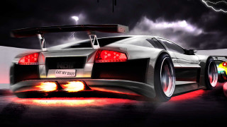 Car red light dark lightning - lightning free wallpaper
