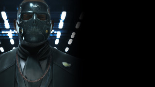 Man black suit mask chains - ultra realistic face free wallpaper