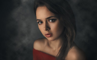 Woman red dress smoke portrait - free portrait wallpaper