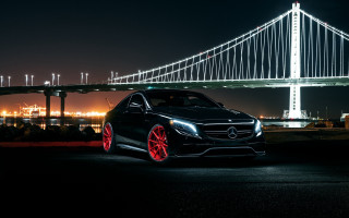 Black car red rims bridge - andrew law free wallpaper