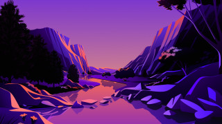 River mountains trees sunset purple - a purple sky free wallpaper