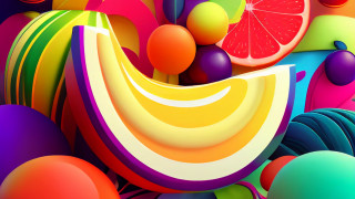 Colorful orange rainbow fruit vegetables - a slice free wallpaper