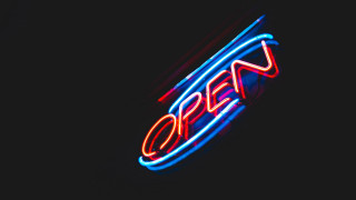 Neon open building dark photo - adam bruce thomson free wallpaper