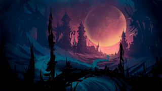 Dark forest full moon river - full free wallpaper