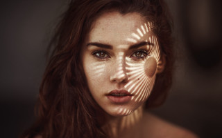 Woman shadow sun blowinghair photorealistic - shaded free wallpaper