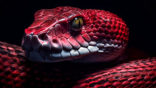 Red snake yellow eye black - a black background photo free wallpaper