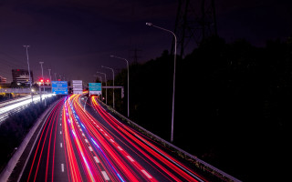 Futuristic highway night lights traffic - futurism free wallpaper