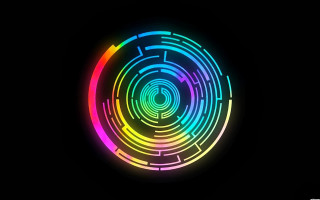 Circular neon light design image - triadic free wallpaper