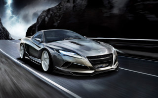 Silver sports car lightning bolt - a lightning bolt in the background free wallpaper