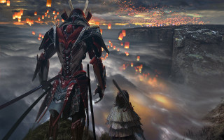 Man armor sword woman fantasy - a hill free wallpaper