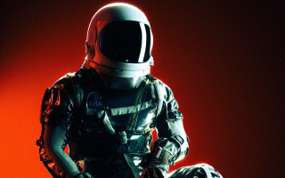 Space suit man holding helmet - a man in a space suit holding free wallpaper