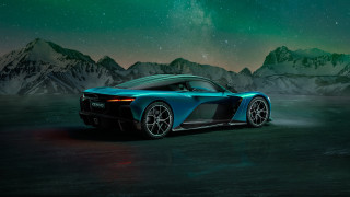Blue sports car mountain green - a green light free wallpaper