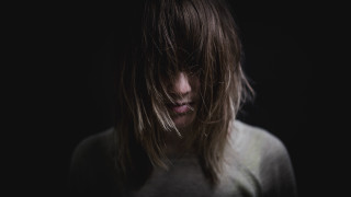 Woman long hair white shirt 23 - studio portrait free wallpaper
