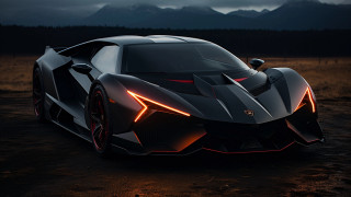 Black sports car red lights 3 - panfuturism free wallpaper for desktop