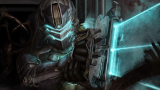 Futuristic man glowing sword green - warframe armor free wallpaper