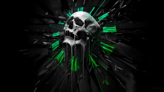 Skull green splatters cyberpunk android - a skull free wallpaper
