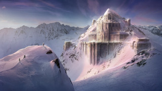 Castle mountain sky clouds person - christophe vacher free wallpaper