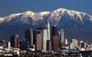 City tall buildings snowy mountain - elbridge ayer burbank free wallpaper