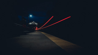 Train station night red lights - a photo free wallpaper
