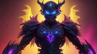 Demonic glowing eyes wings horns - anton fadeev free wallpaper