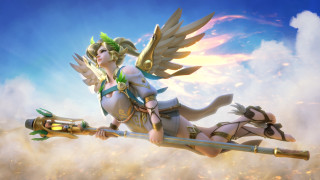 Woman wings sword clouds sky - global free wallpaper