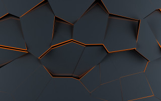 Dark orange hexagon geometric 3d - octane renderer free wallpaper