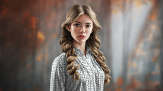 Woman portrait flowers bokeh digital - a digital painting free wallpaper