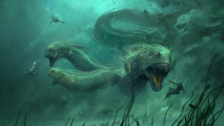 Long necked creature underwater fantasy - a creature free wallpaper