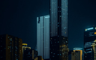 City skyline night neon brutalism - skyscraper free wallpaper