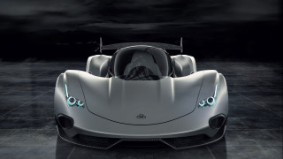Futuristic car bright headlight dark - its head free wallpaper