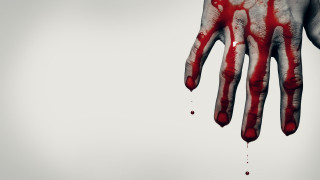 Bloody hand dripping red line - left free wallpaper
