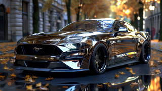 Car leaves reflection 3d render - eddie mendoza free wallpaper