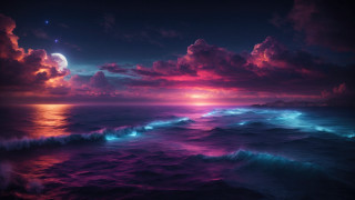 Sunset ocean wave moon mystical - mystical free wallpaper