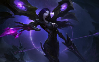 Woman sword demonsky purple starry - a dark space free wallpaper