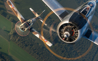 Small airplane flying propellers precisionism - claude rogers free wallpaper