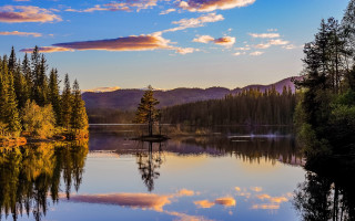 Lake mountains trees sky clouds 16 - under free wallpaper for desktop