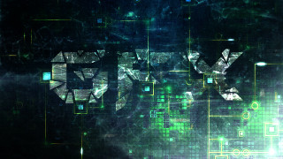 Numbers green yellow squares cyberpunk - biomechanical free wallpaper