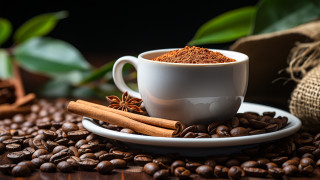 Coffee cinnamon sticks beans bowl - a plate free wallpaper
