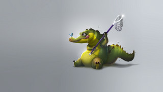 Cartoon alligator lacrosse net furry - its back free wallpaper