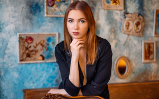 Elina karimova serious portrait 3d - figurative art free wallpaper