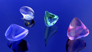Glass objects blue background reflections - ray free wallpaper