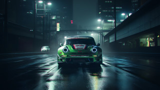 Green car night city lights 2 - octane free wallpaper