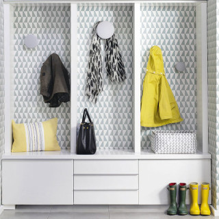 Coat rack coat purse yellow - postminimalism free wallpaper