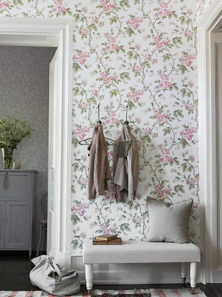 Bench coatrack floralwallpaper rug artsandcrafts - a flemish baroque free wallpaper
