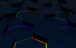 Black hexagons rainbow light 3d - c4d free wallpaper