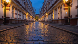 Wet street berlin secession autumn - symmetric free wallpaper