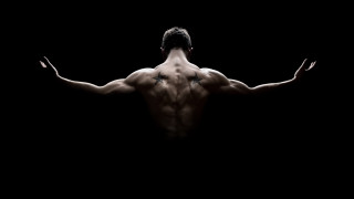 Man outstretched back muscular cross - free minimalism wallpaper